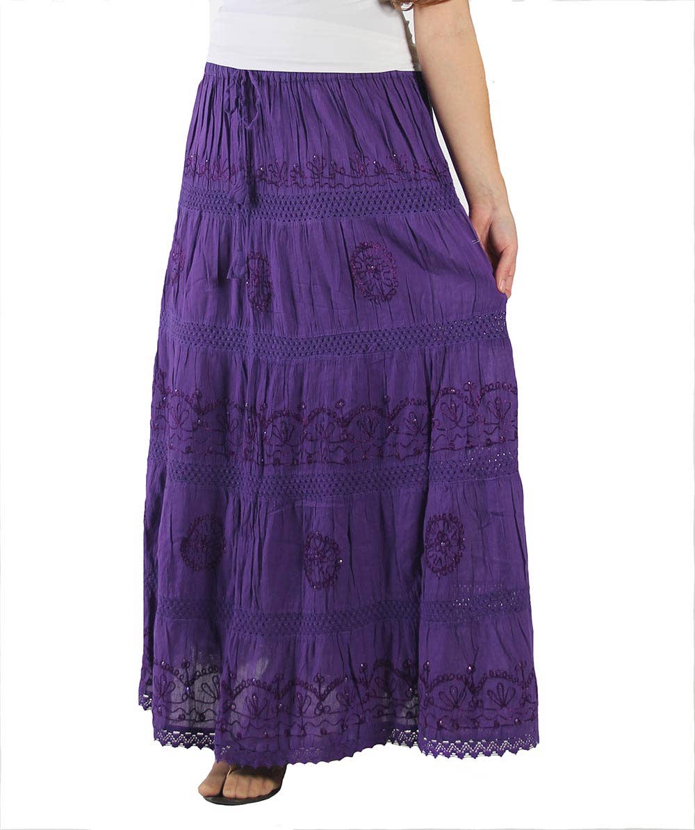 Lungta Imports - Vente Jupe – femme - Jupe longue en coton bohème hippie gitane pour femme5