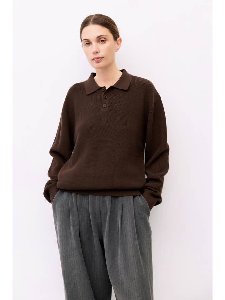 MOD REF - Wholesale Knit Sweater - Unisex - The Damien Sweater | Knit Polo Sweater Top18