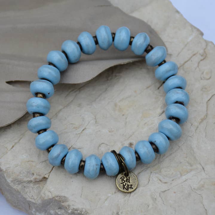 Sky | Bel Koz Rondelle Clay Bead Bracelet for wholesale by Bel Koz Haiti