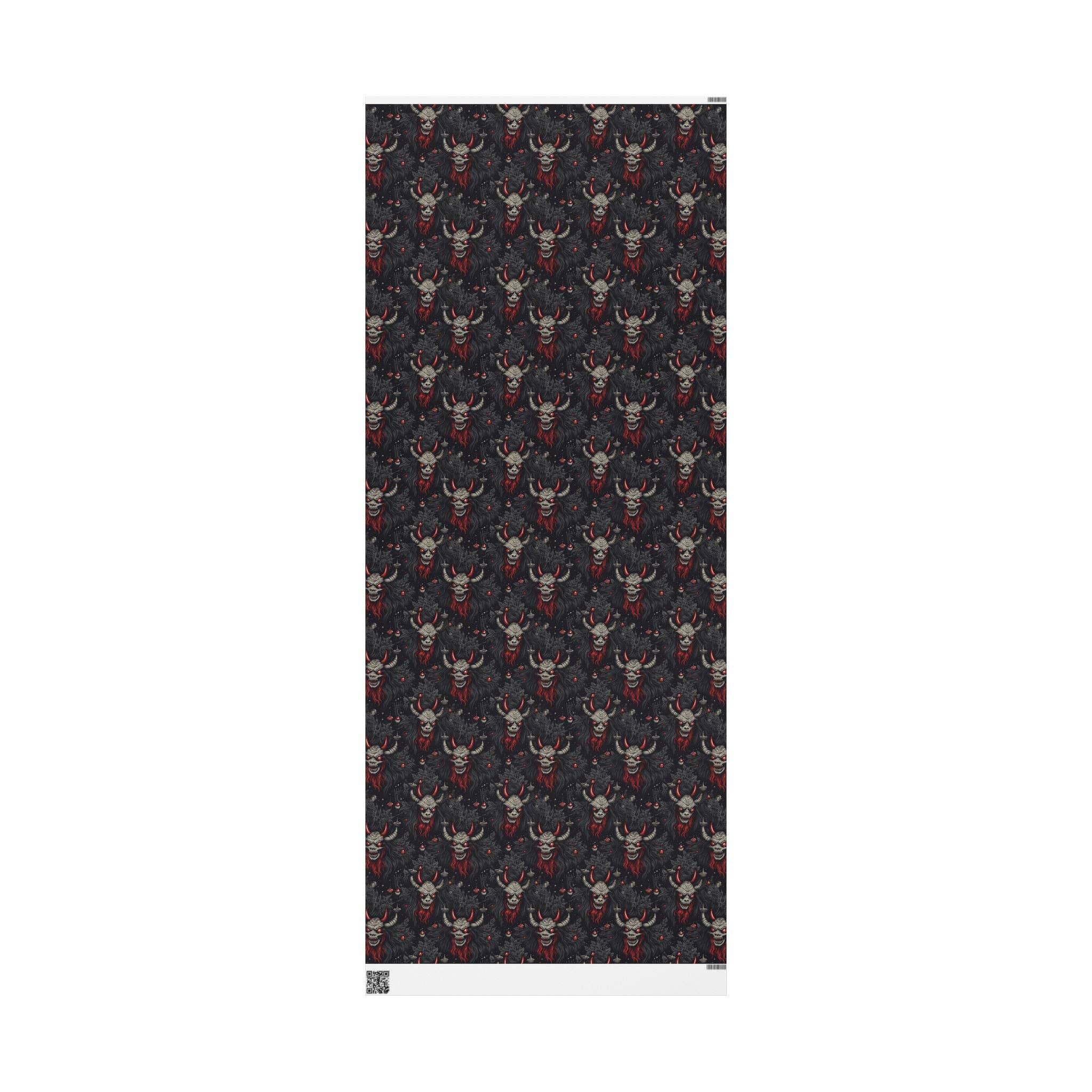 Goth Cloth Co. - Vente Feuille de papier cadeau - Papier cadeau effrayant Krampus dessin animé6