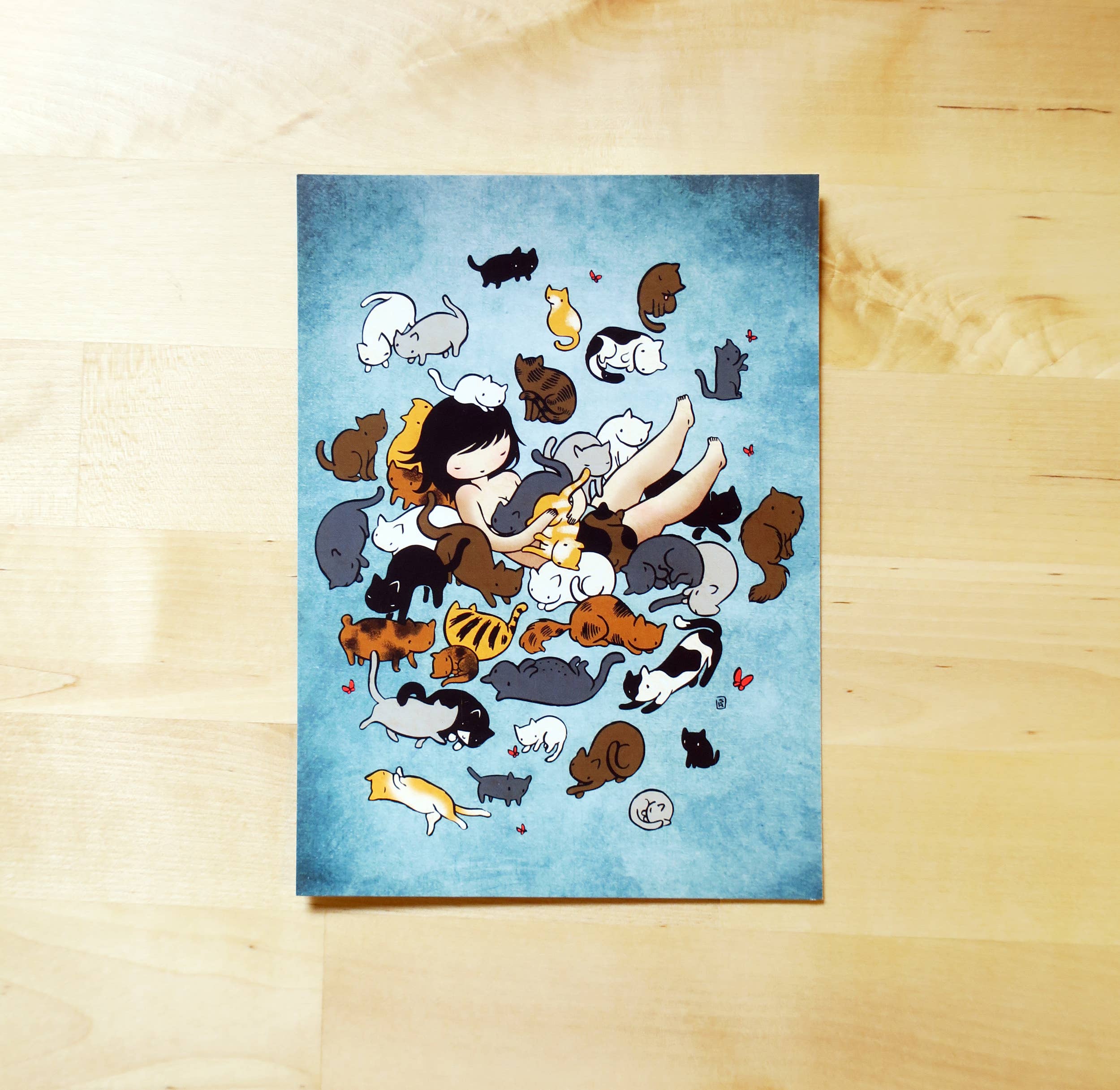 Stasia Burrington Illustration - Vente Cartes postales - Carte postale - Kitty Heaven - Mini-impression - 5x71