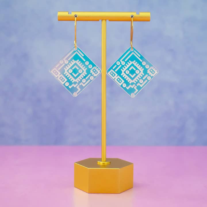 Momenti di Vita - Wholesale Dangle Earrings - Computer Chip Science Earrings, STEM Jewelry, Holographic2