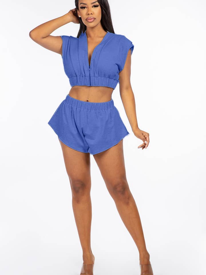 Mouwloze jastop met ritssluiting en korte set voor wholesale door Belita Collection