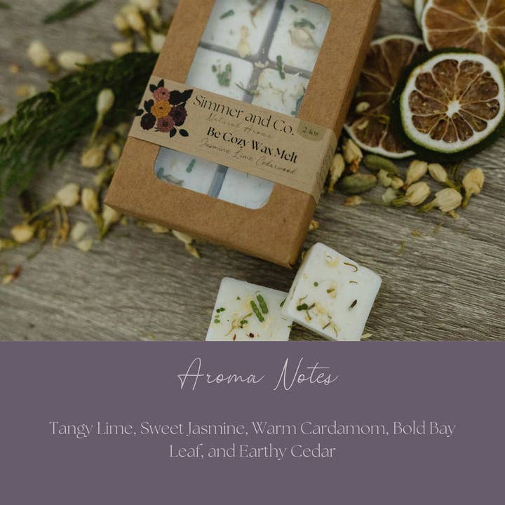 Simmer and Co Natural Aroma - Wholesale Wax melt - Be Cozy Simmer Wax Melt, Natural Jasmine Spice Botanical Wax Cubes1