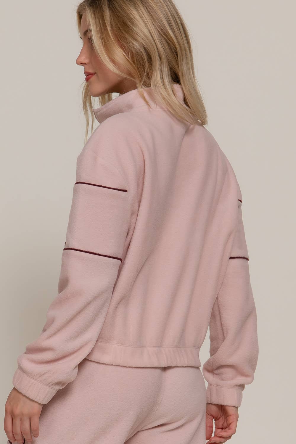 Active Basic | Active USA – wholesale Sweatshirt – Women's – Half Zip Up Mock Neck Embroidery Fleece Top9