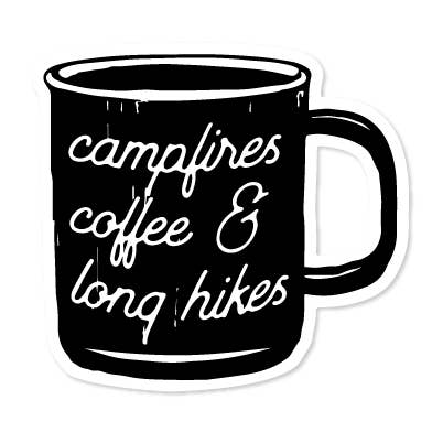 Adesivo per falò, caffè e lunghe escursioni per la vendita all'ingrosso da parte di Campfires & Coffee