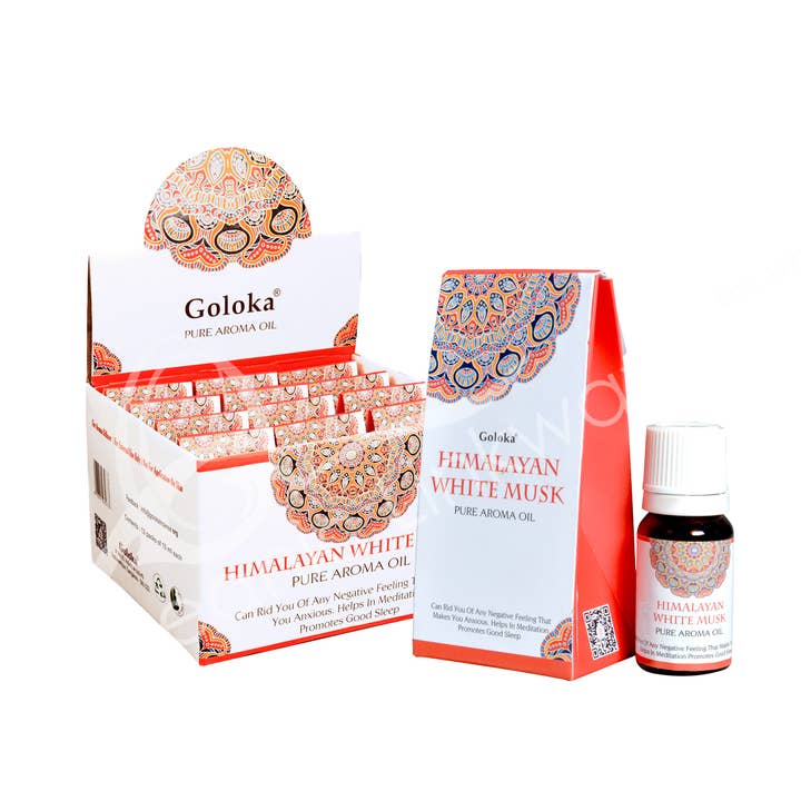 Oceanic Linkways Inc – Großhandel Spiritueller Stein/Kristall – (PK 12) AROMAÖL - GOLOKA HIMALAYANISCHER WEIßER MOSCHUS (PK 12) 10 ML0