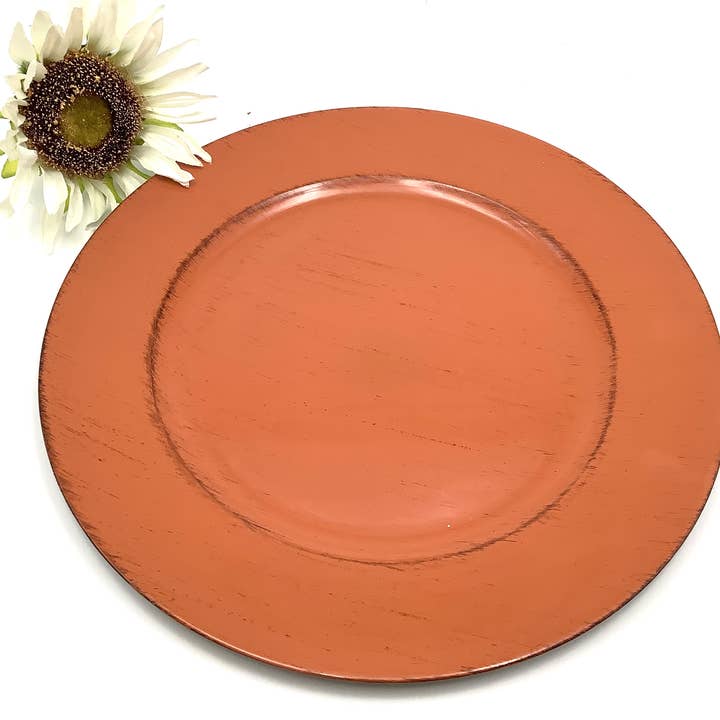 Charger Plate Country Rust Orange Serving Platter 12 inch for wholesale by All Little Cute Things