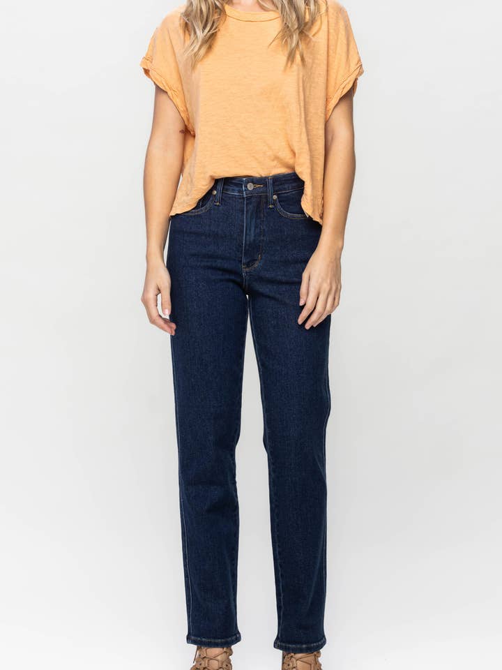 Judy Blue High Waist Tummy Control Classic Straight Jeans for wholesale by Watermelon Apparel