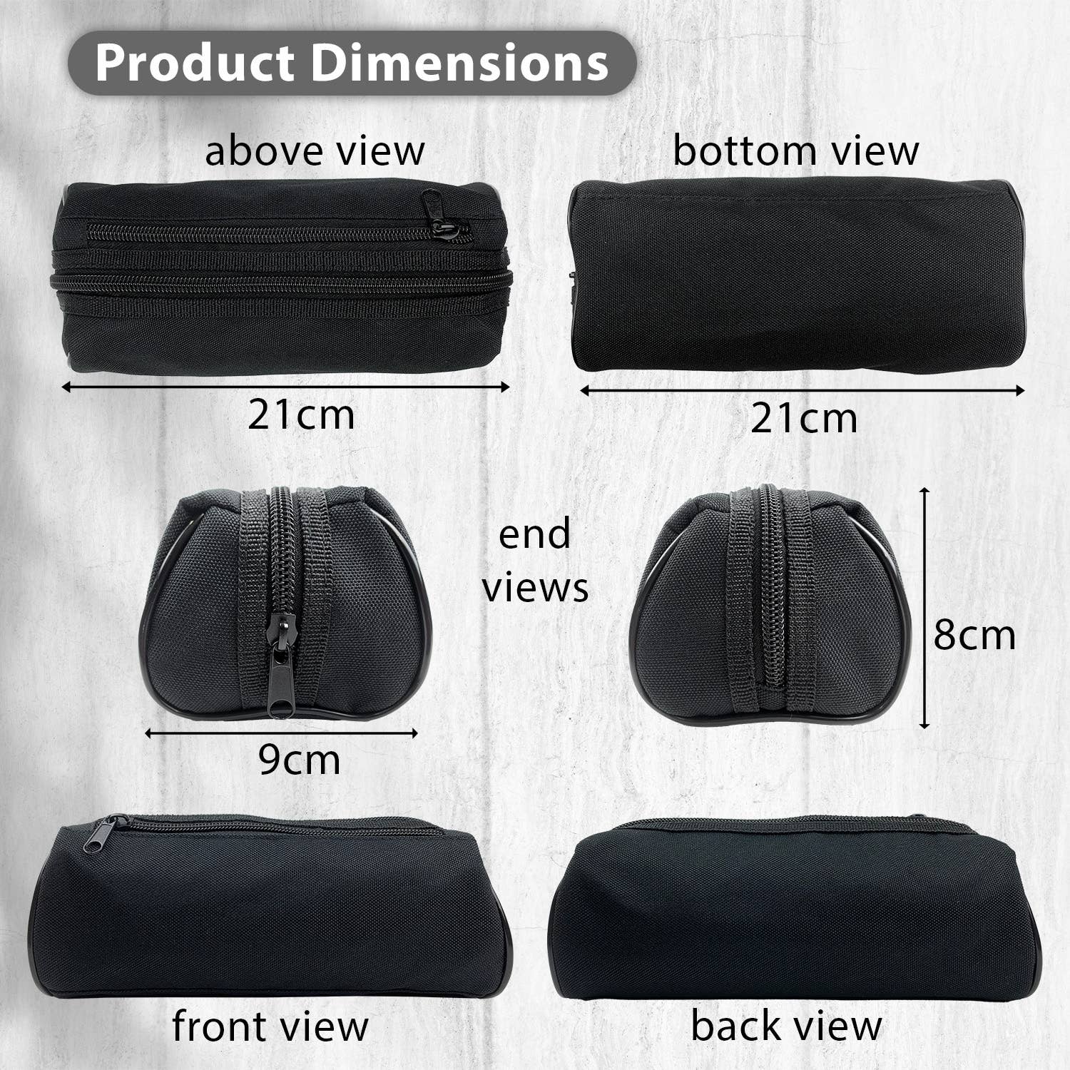 Powell Creative Products Ltd - Wholesale Pencil Case/Pouch - Black Pencil Case Plain 2 Zipped Compartments for Boys 2