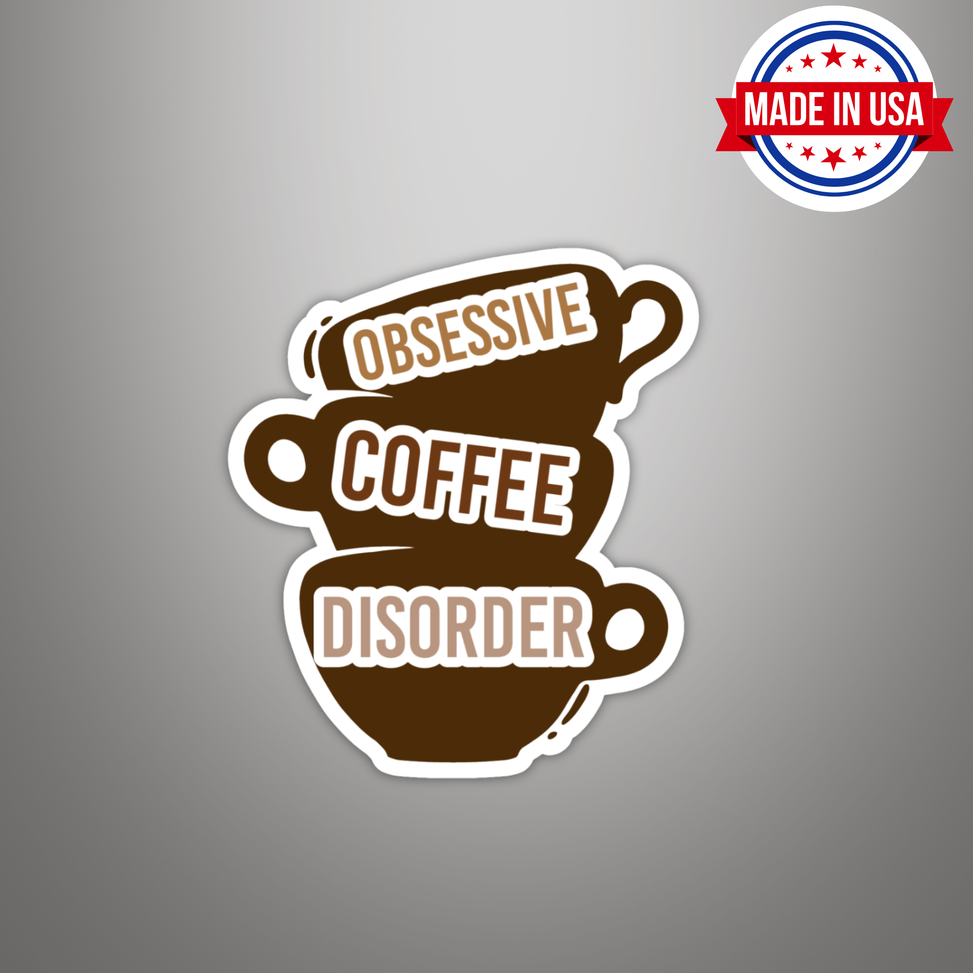 Coyote Color - Wholesale Sticker - OCD Obsessive Coffee Disorder Vinyl Sticker Decal 1