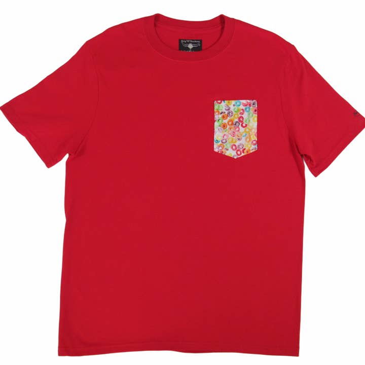 Ruddock Shirts – wholesale T-shirt – men's – Flying R Ranchwear - Fruit Loop Cereal Print - Pocket T-shirt - Made in USA1