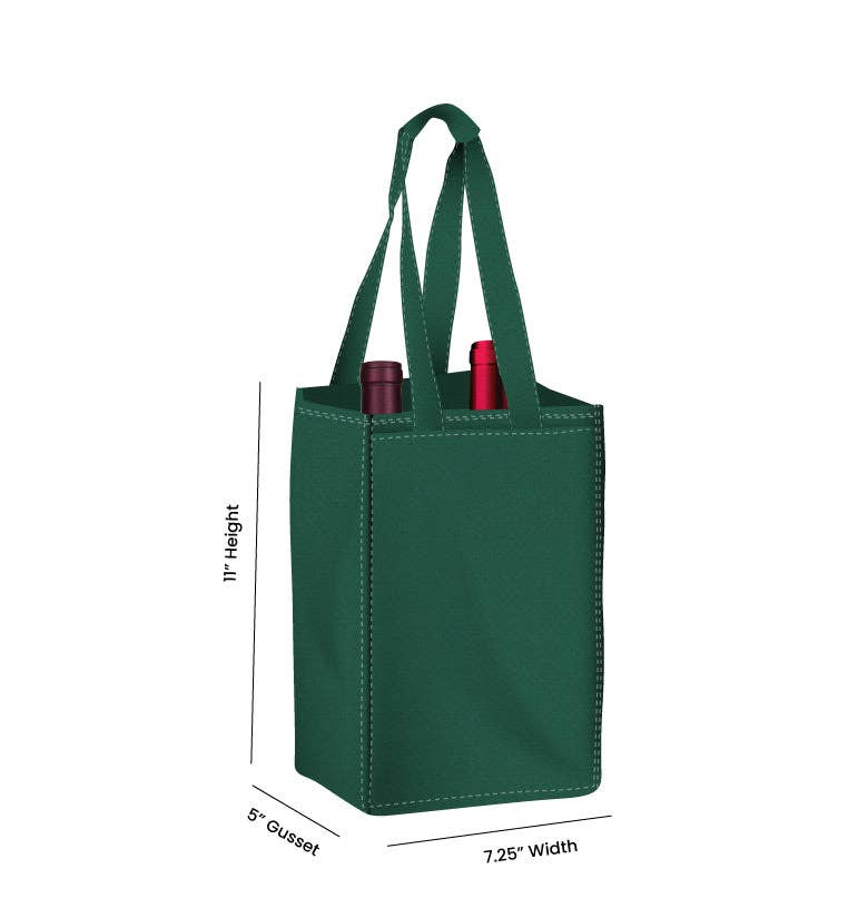 Non Woven Totes - Wholesale Wine Tote - Reusable 2-Bottle Wine Tote Bag-7.25x11x5 with Bottom Gusset | Custom Printed Wine Totes20