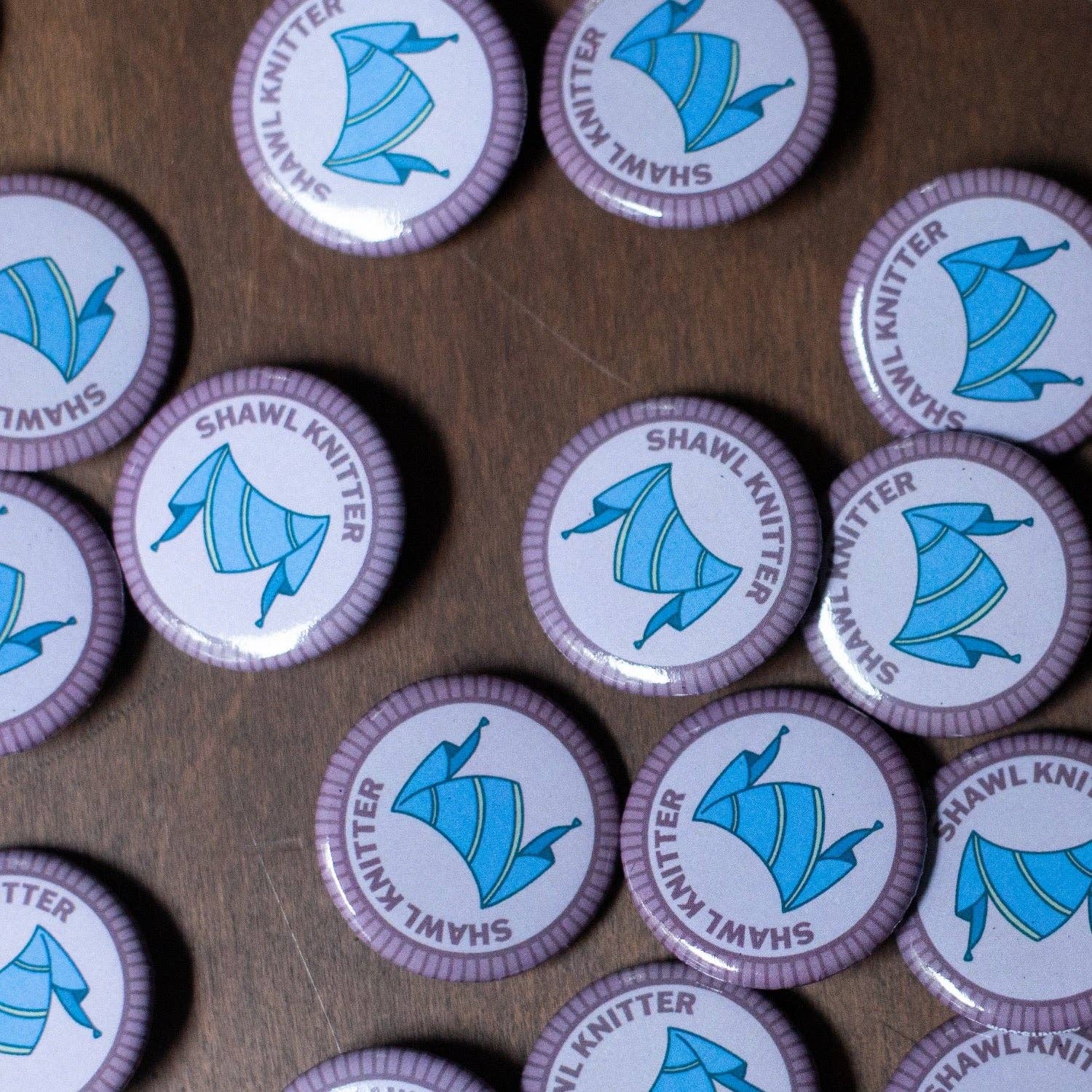 Camp Stitchwood - Wholesale Lapel Pin/Button - Shawl Knitter Merit Badge3