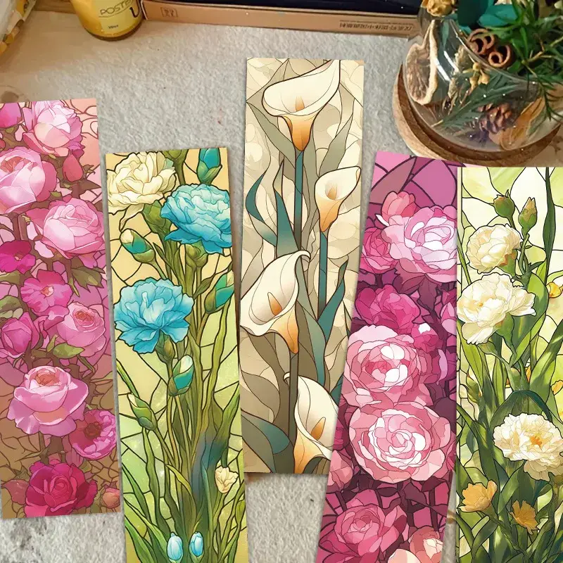 Magnifique Hearts - Wholesale Bookmark - Stained Glass Floral Bookmark – Bright, Bold & Botanical3