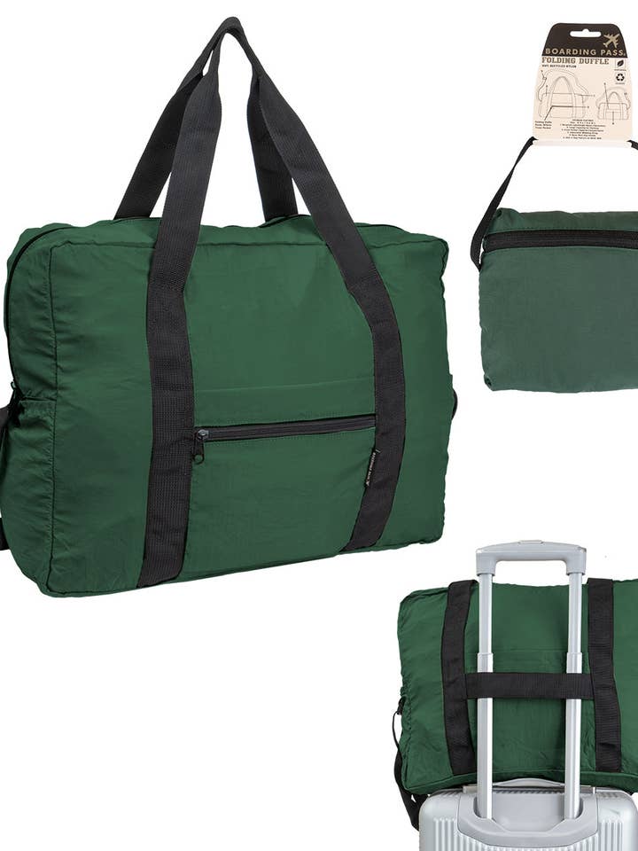 Boarding Pass Recycled Foldable & Packable Pouch Duffel Travel Bag for wholesale by Magid