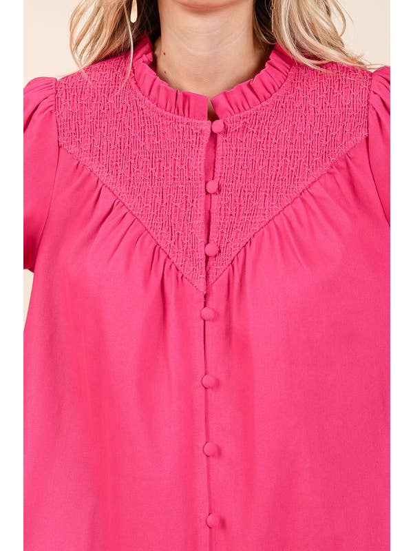 GeeGee x Lovelo - Wholesale Dress - Women's - Plus Smocked Shirt Mini Dress, MD50956PL.3