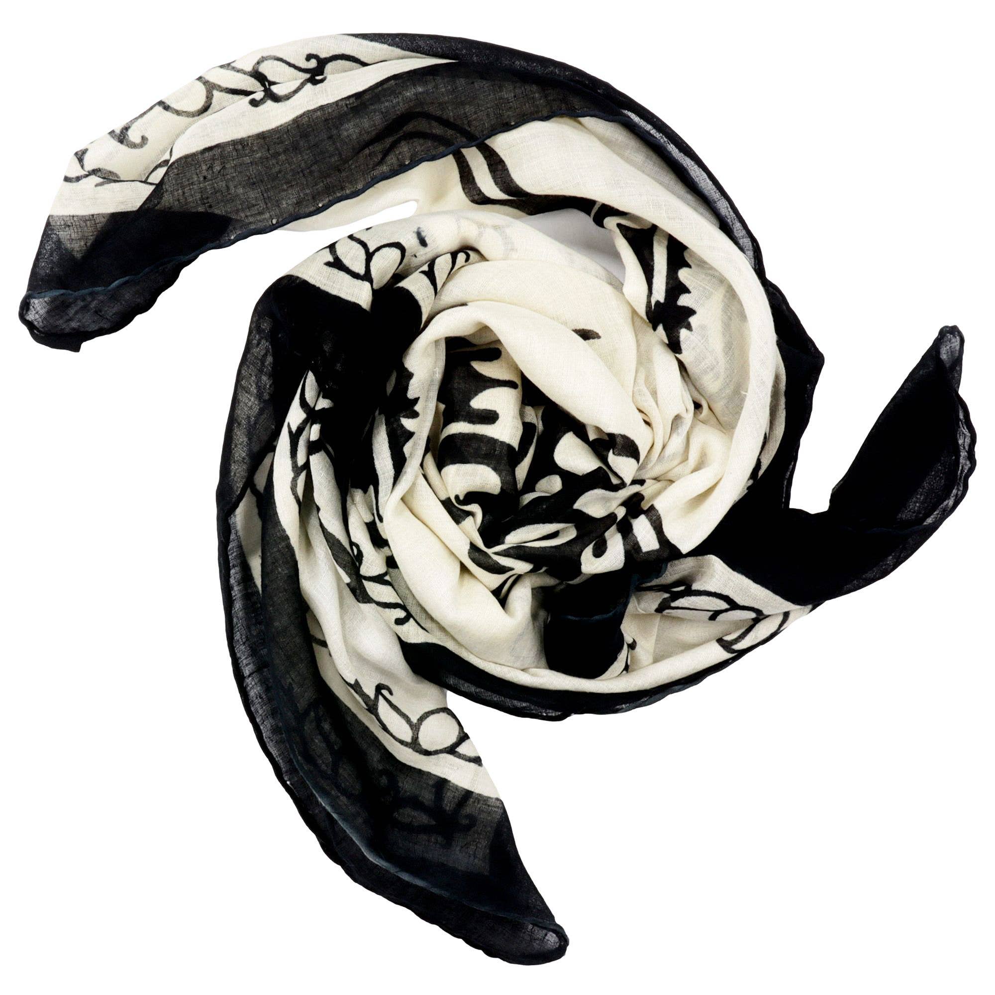 Tribal Trade GmbH - Wholesale Scarf - Unisex - Cotton towel Tribal Style black and beige ornament 100x100cm neck1