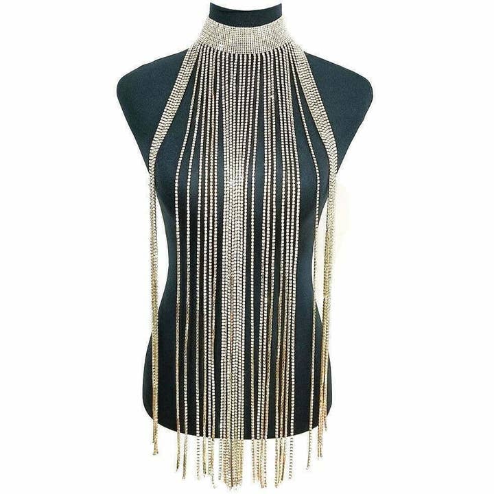 Diacly - Wholesale Bib necklace - Chunky Choker with Fringe Necklace Body Jewelry1