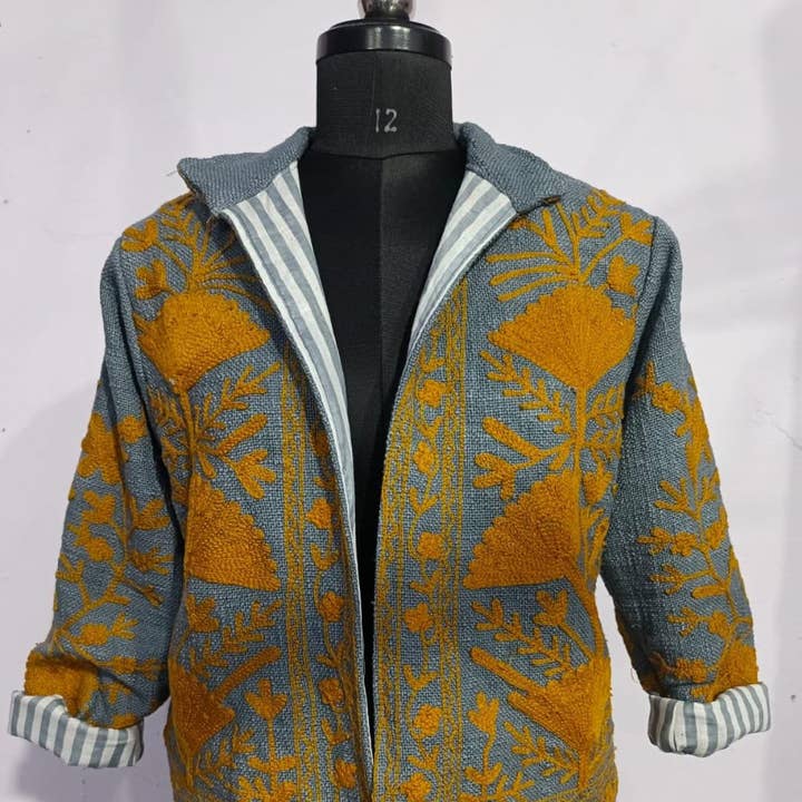 Casaco Suzani de Algodão - Mostarda por atacado de Ayras World