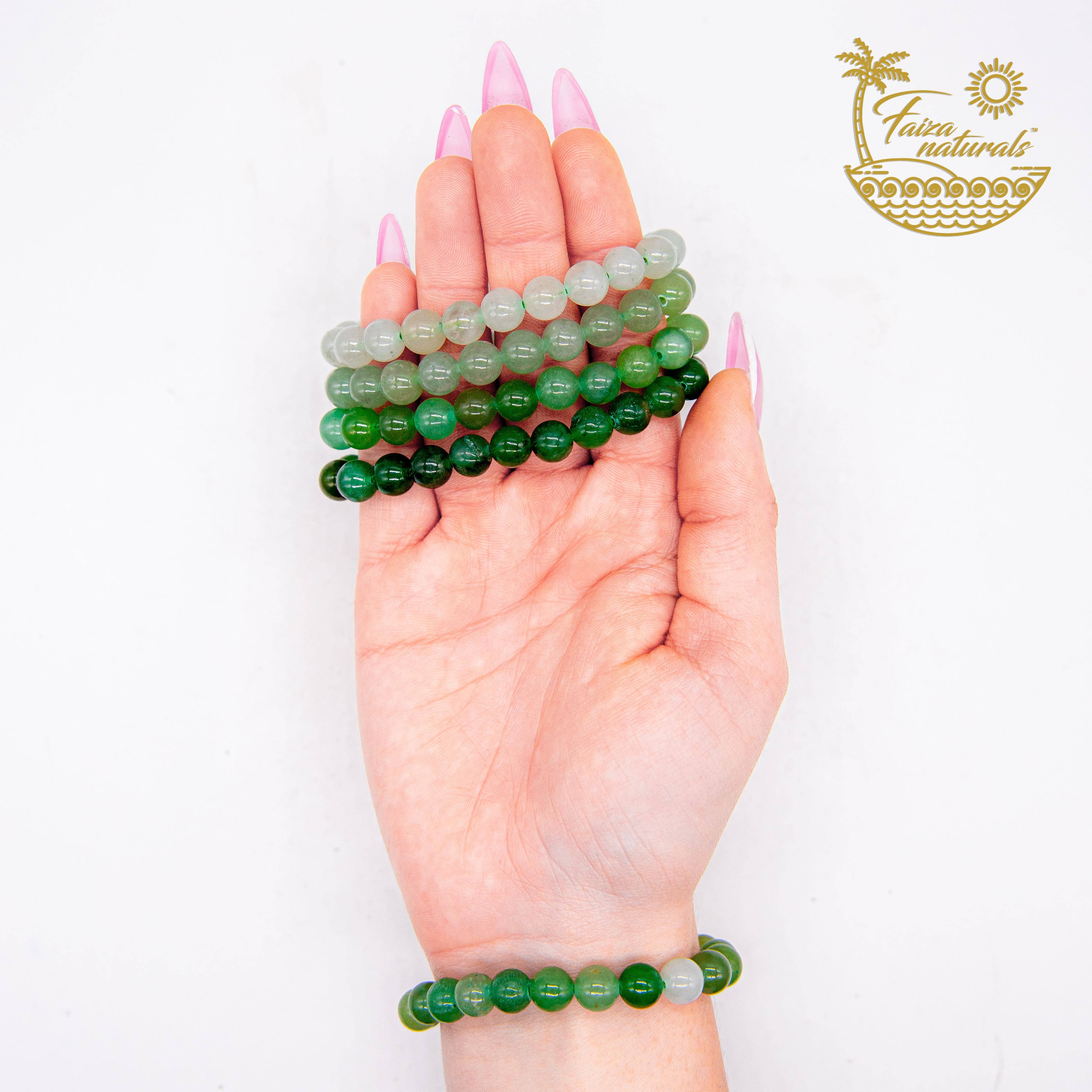 Faiza Naturals - Wholesale Beaded bracelet - Green Aventurine Tumbled Crystal Bracelet1
