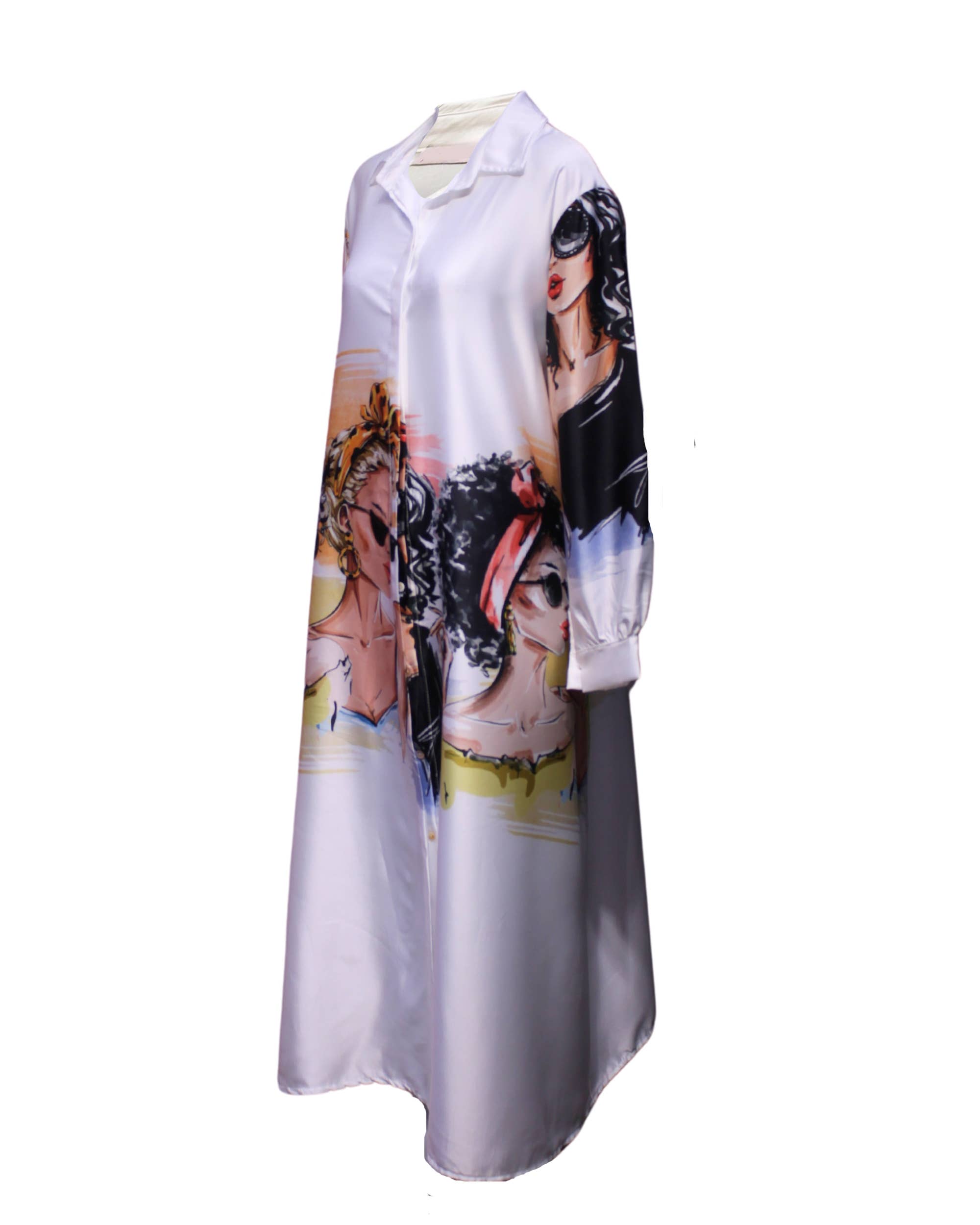 BanBat – Engroshandel Kjole - Dame – Satinskjortekjole med trykt mønster - REF: 307361