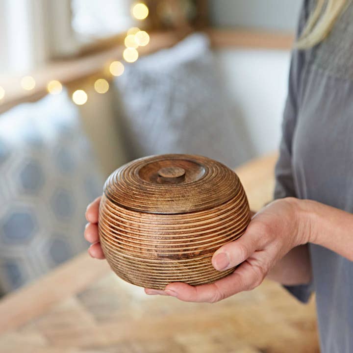 The Paper High Gift Company Limited - Wholesale Bowl - Makula Natural Mango Wood Bowl with Lid - Small