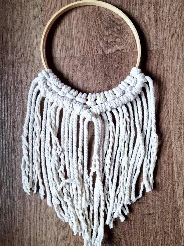 Macrame hoop wallhanging for wholesale by AJ Handmade