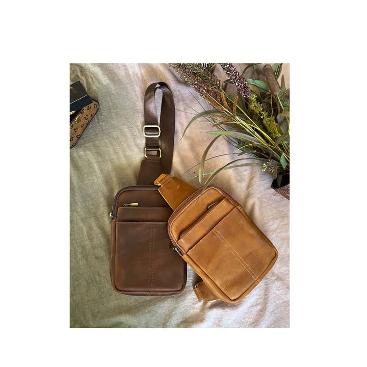 Roma Leathers, Inc. - Vente Sac à bandoulière – unisexe - Sac à bandoulière unisexe en cuir Crazy Horse W015 Sac de voyage6