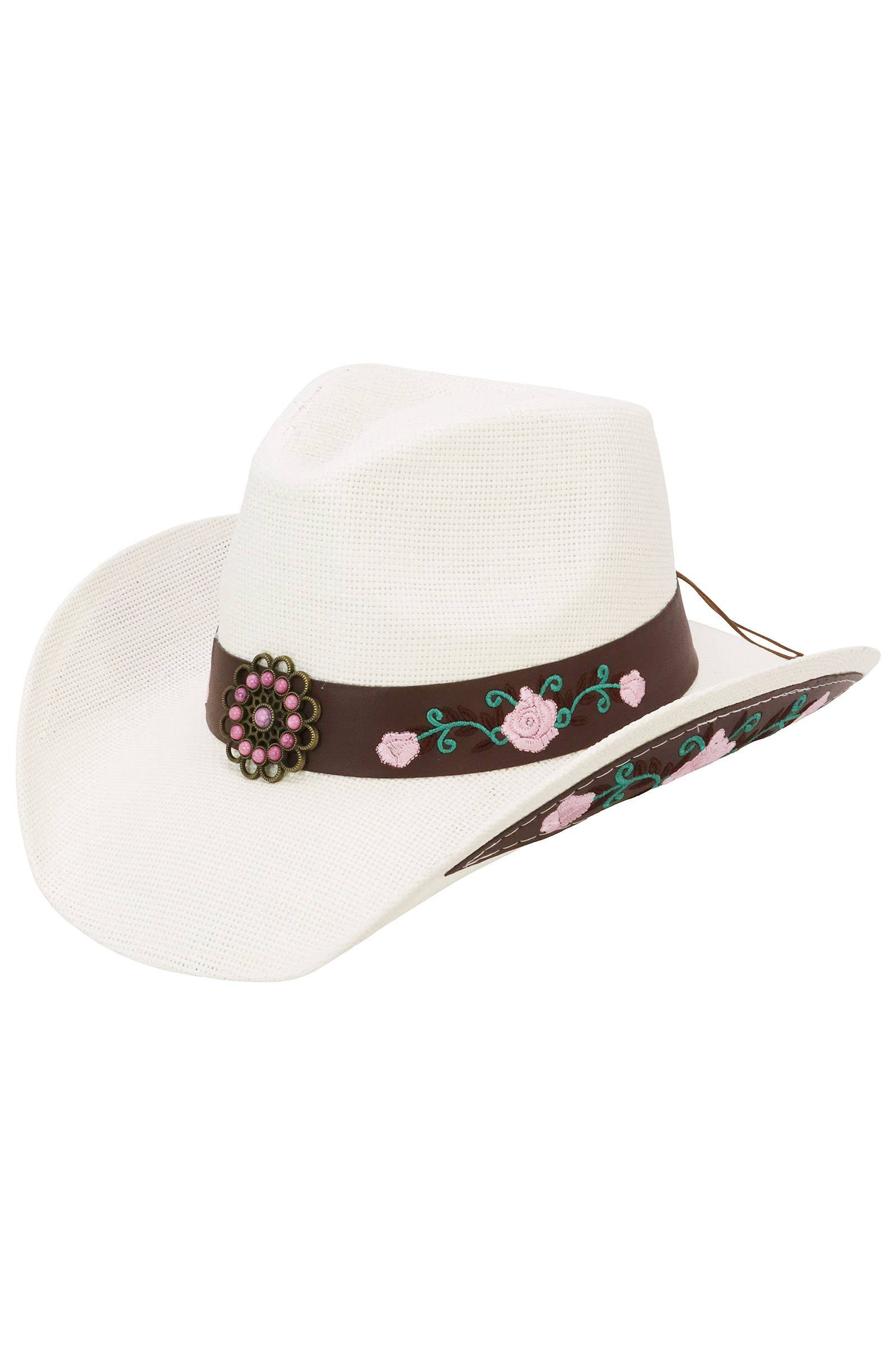 Cap Zone - Wholesale Cowboy Hat - Women's - Pink Rose Concho Belt Embroidered Cowgirl Hat9
