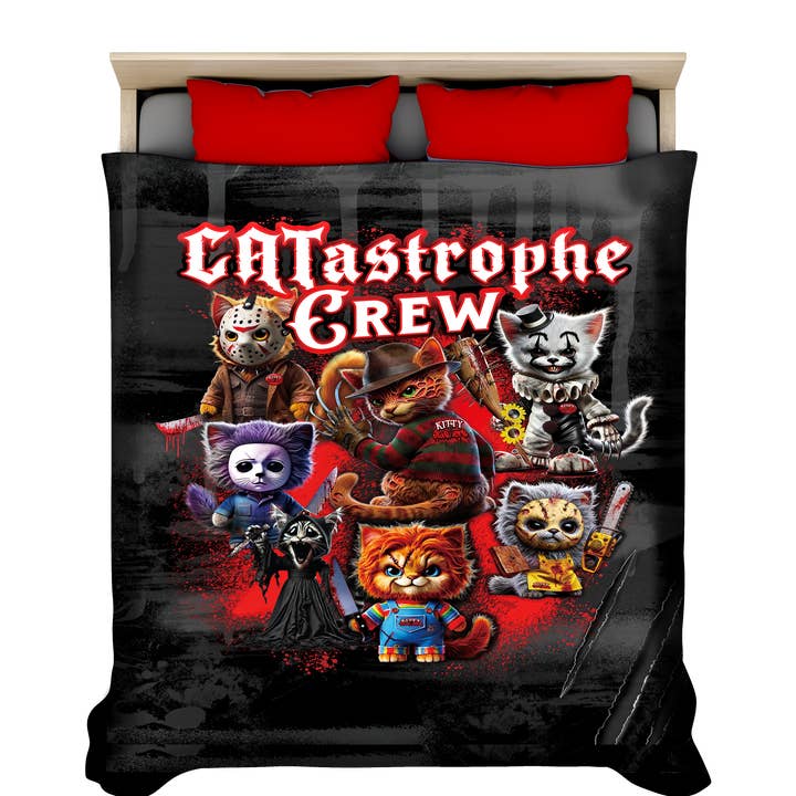 CATastrophe Kitty Slasher-Horror Sherpa Lined Throw/Blanket for wholesale by SquatchSwag