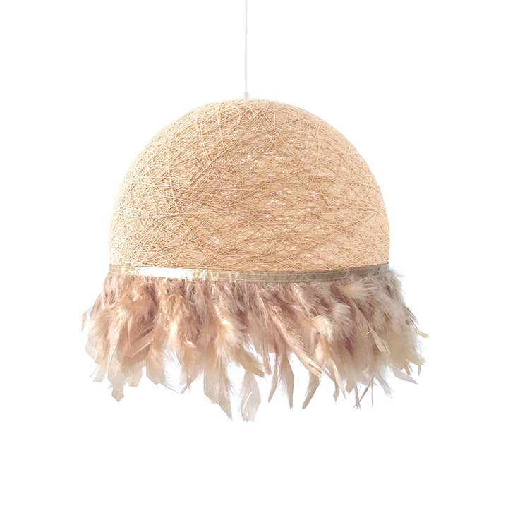 Geometrik Design – Pedra de parede por atacado – Luminária pendente com penas marrons HALF FEATHERS, design nórdico3