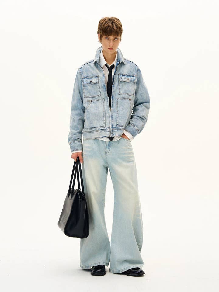 utility denim jacket for wholesale by archive attire