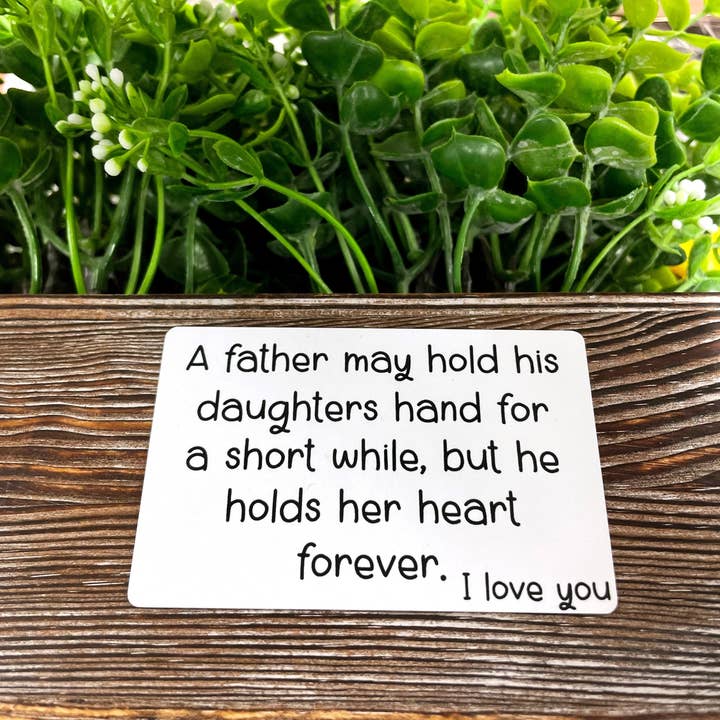 Fathers Day Wallet Card, Sublimation, Pearly White Metal, Message for wholesale by Handmade by Marlayna
