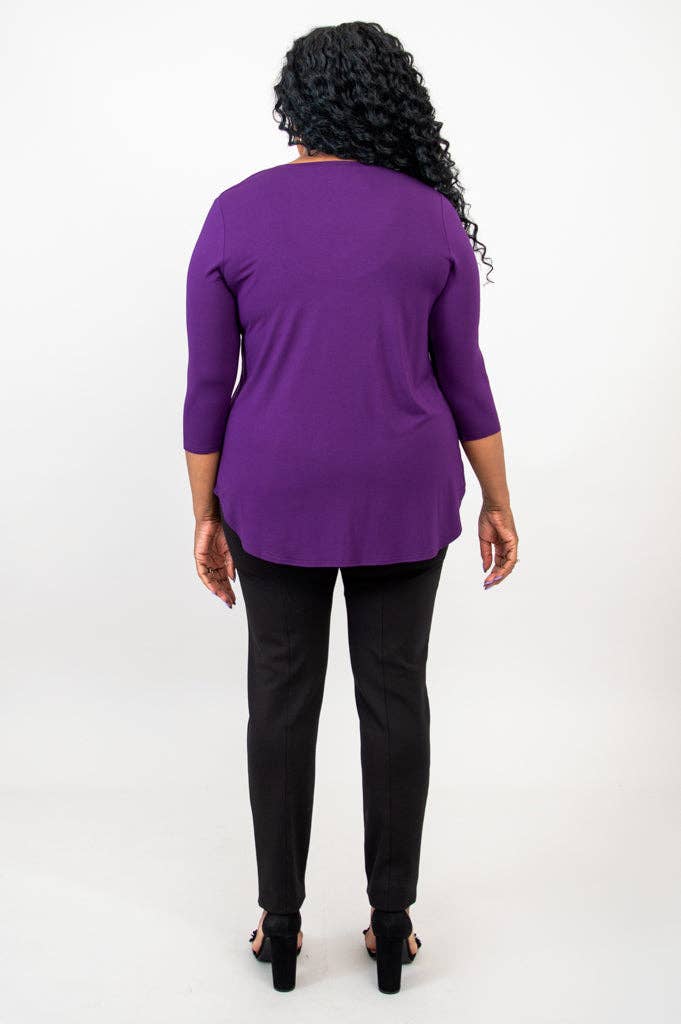 Blue Sky Clothing Co LLC – Túnica - Mulher por atacado – Jackie 3/4 Top, Royale, Bambu6