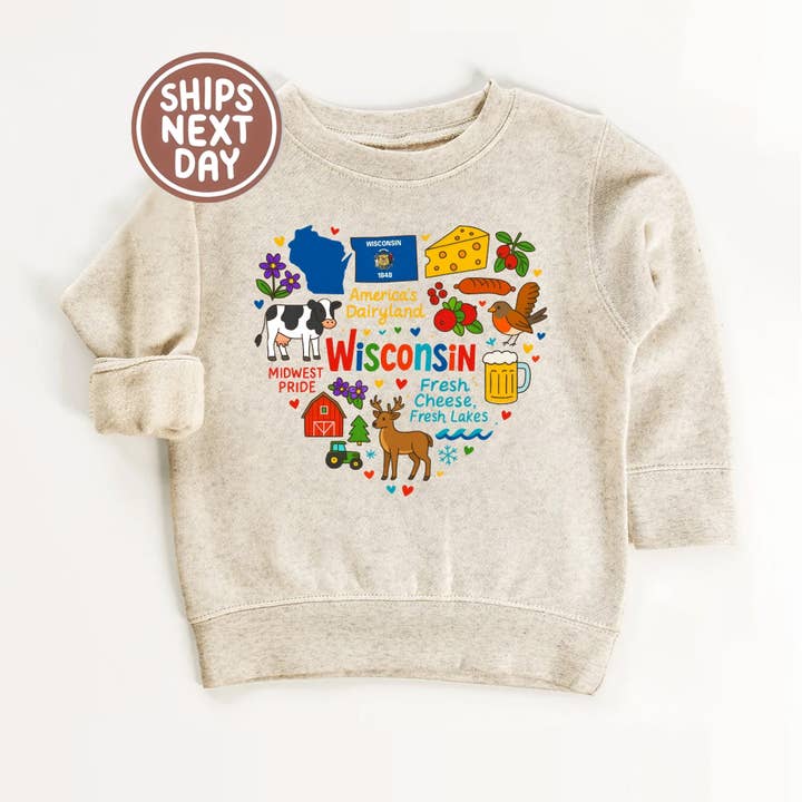 Wisconsin Kids Sweatshirt – America’s Dairyland Icons for wholesale by EnjoyMyDesign