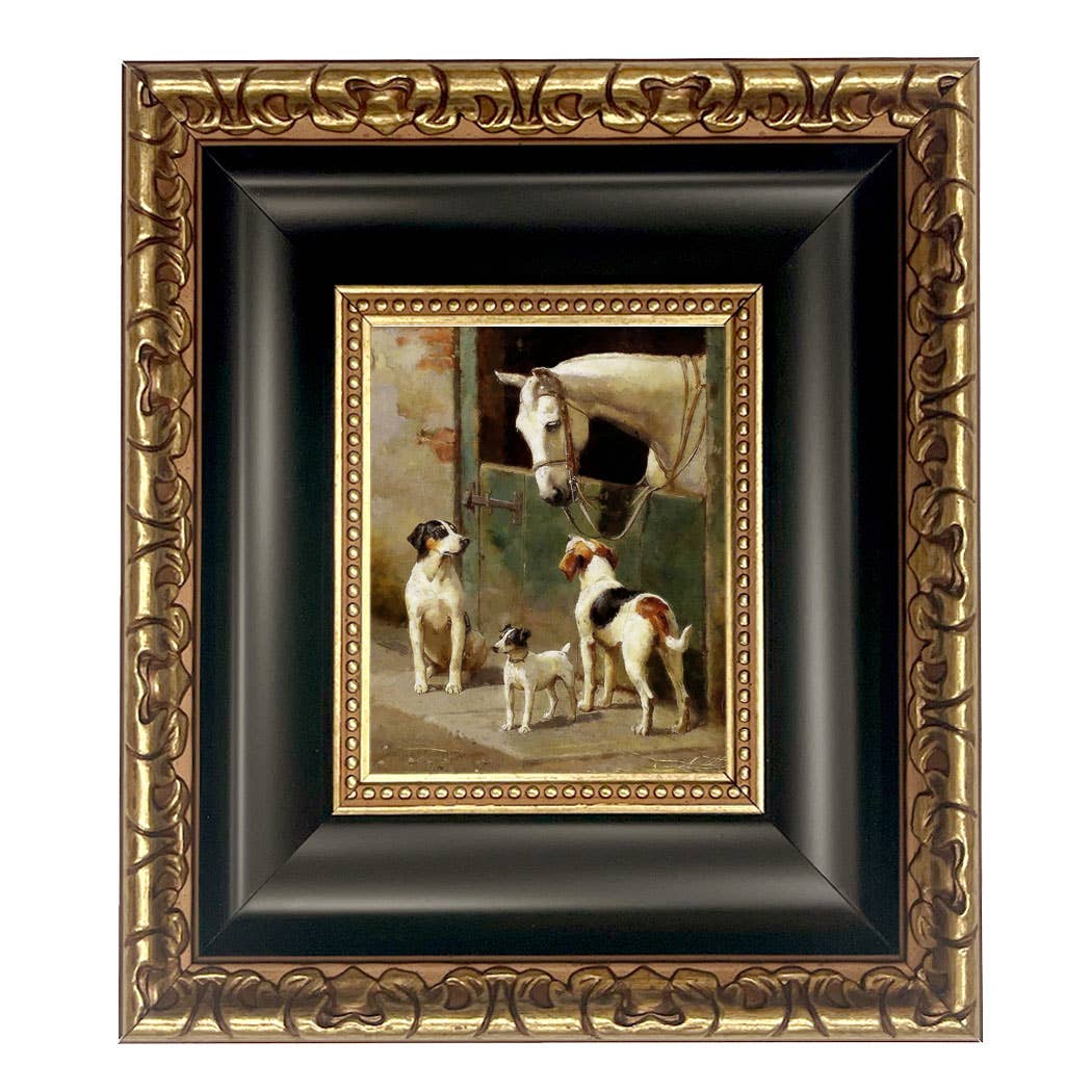 Madison Bay Co. - Historical Home Decor Reproductions - Wholesale Art Print - Dog and Horse at Stable Vintage Painting Print on Canvas74