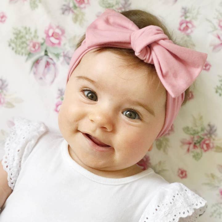 Baby Bow Knot Headband - Rose for wholesale by Zoe Sage