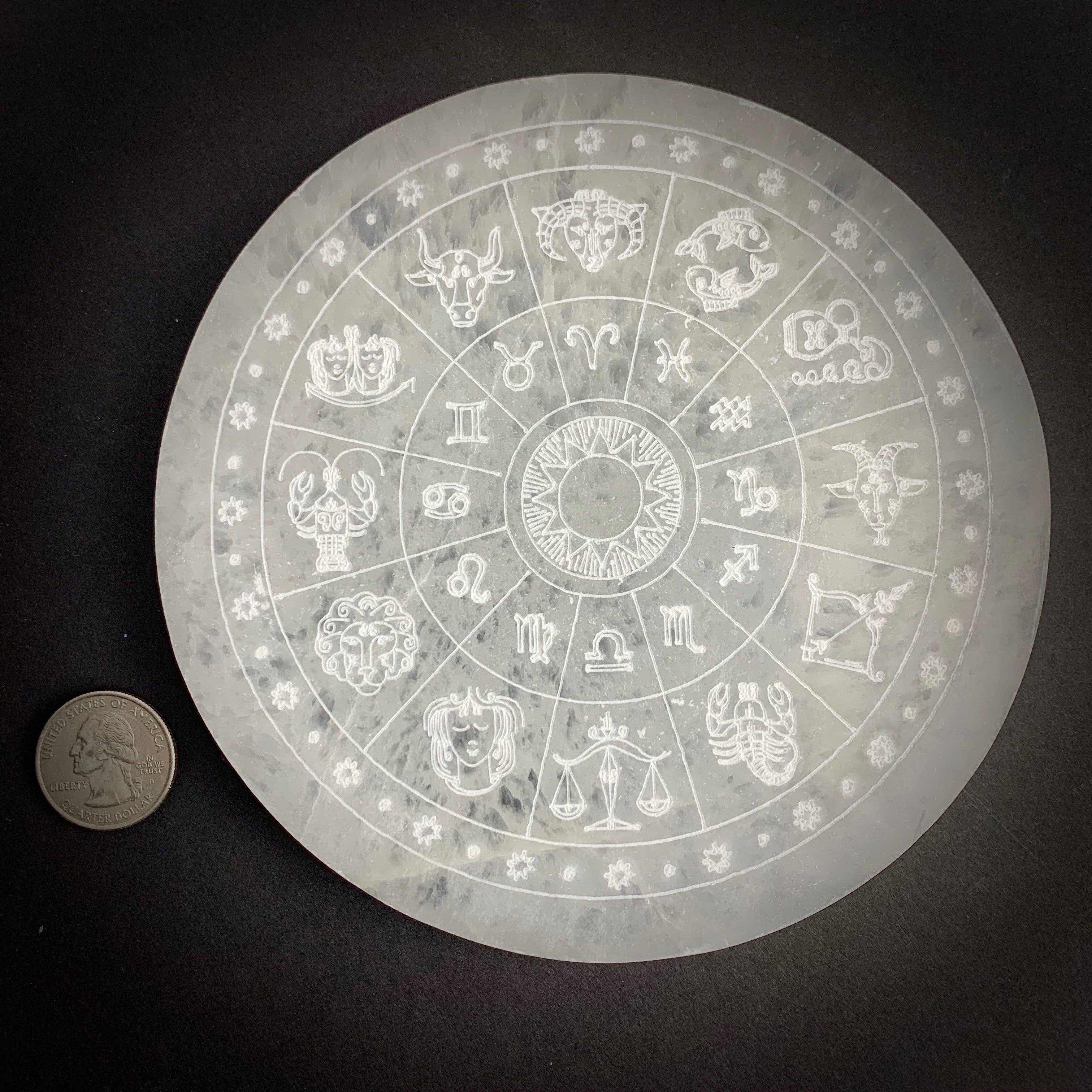 Pelham Grayson Rose - Wholesale Crystal Charging Plate - Selenite | Zodiac Wheel Crystal Charging Plate | Morocco1