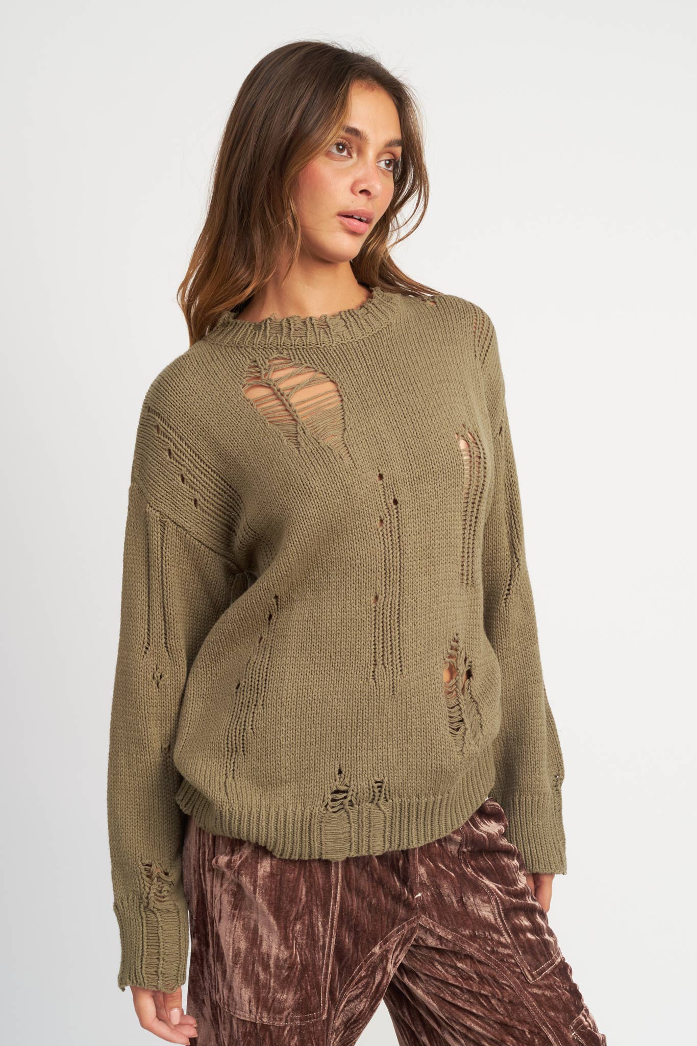 Emory Park - Wholesale Knit Sweater - Women's - DISTRESSED OVERSIZED SWEATER7