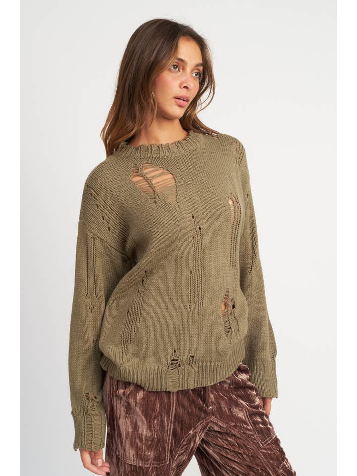 Emory Park - Wholesale Knit Sweater - Women's - DISTRESSED OVERSIZED SWEATER7