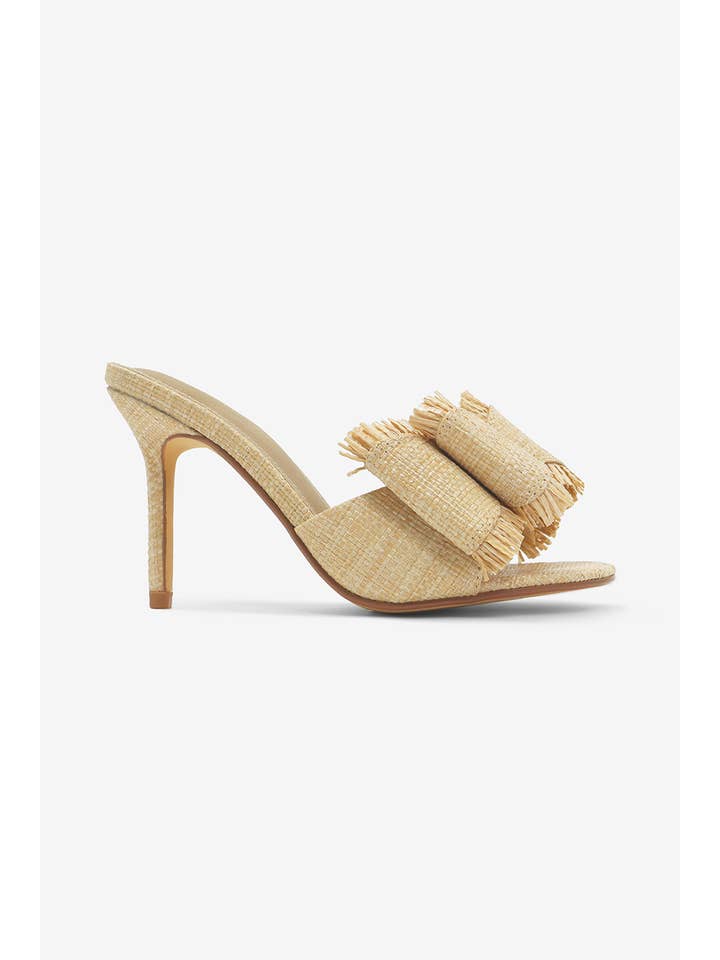 Lemonade Shoes - Wholesale High Heels - Women's - BEACH HOUSE - Raffia Bow Mules, Woven Finish, Stiletto Heel7