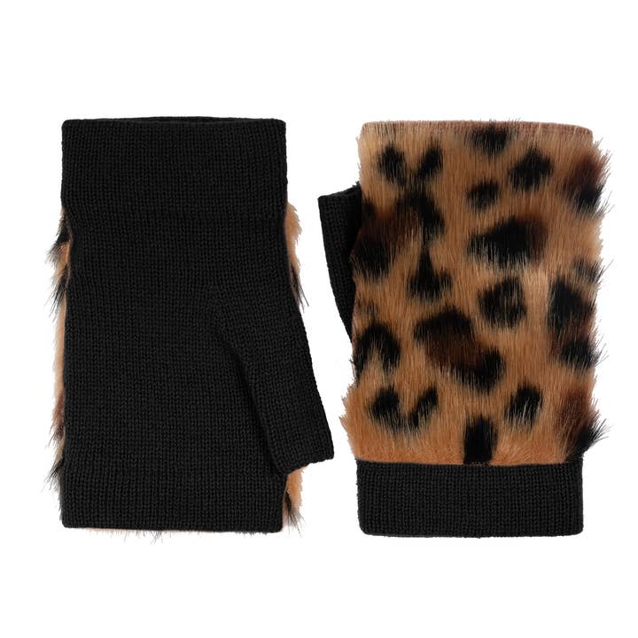 AMATO NEWYORK Carolina Amato - Wholesale Gloves - Women's - Women's Fingerless Knit Gloves with Faux Fur (K119)1