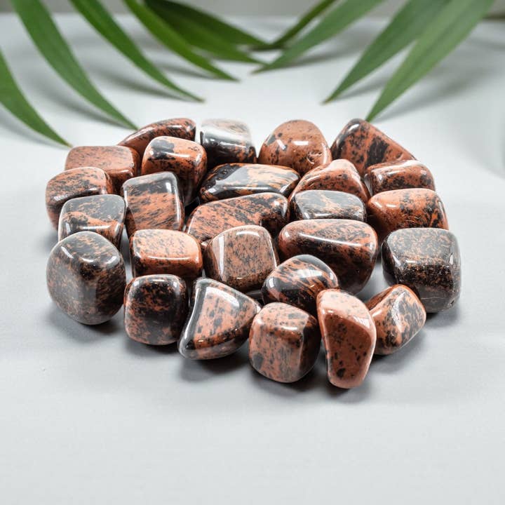 Quasar Gems USA - Wholesale Spirituele steen/kristal - Mahonie Obsidiaan Trommelstenen 20-30mm 1KG/2lbs0