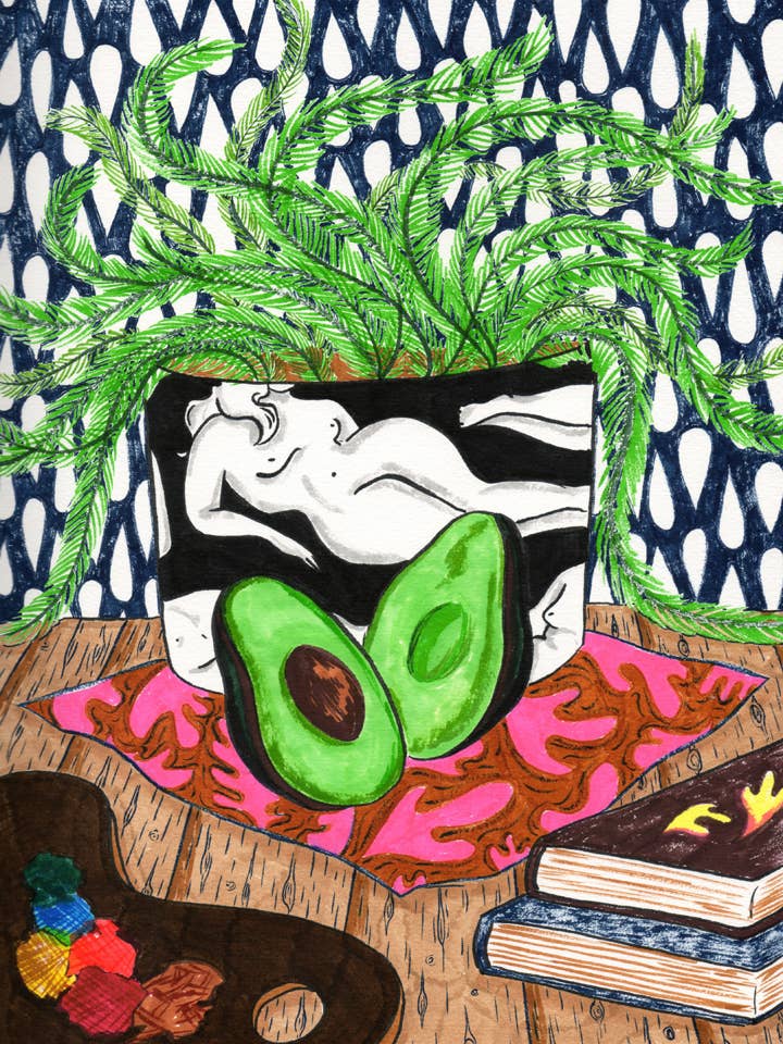 Felce di asparagi con stampa autografata per la vendita all'ingrosso da parte di Amanda Laurel Atkins Art + Illustration