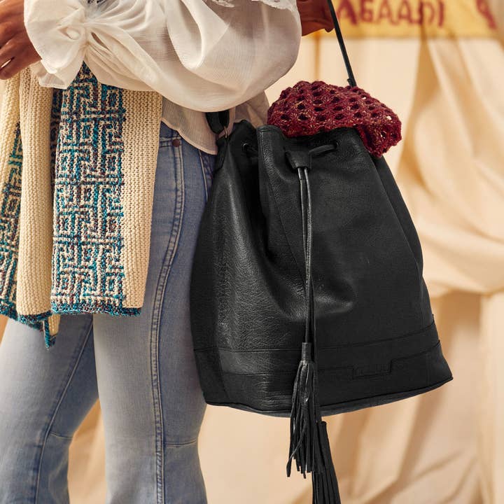 Muud - Vendita all'ingrosso Tracolla - Donna - Borsa a secchiello Marina in pelle5