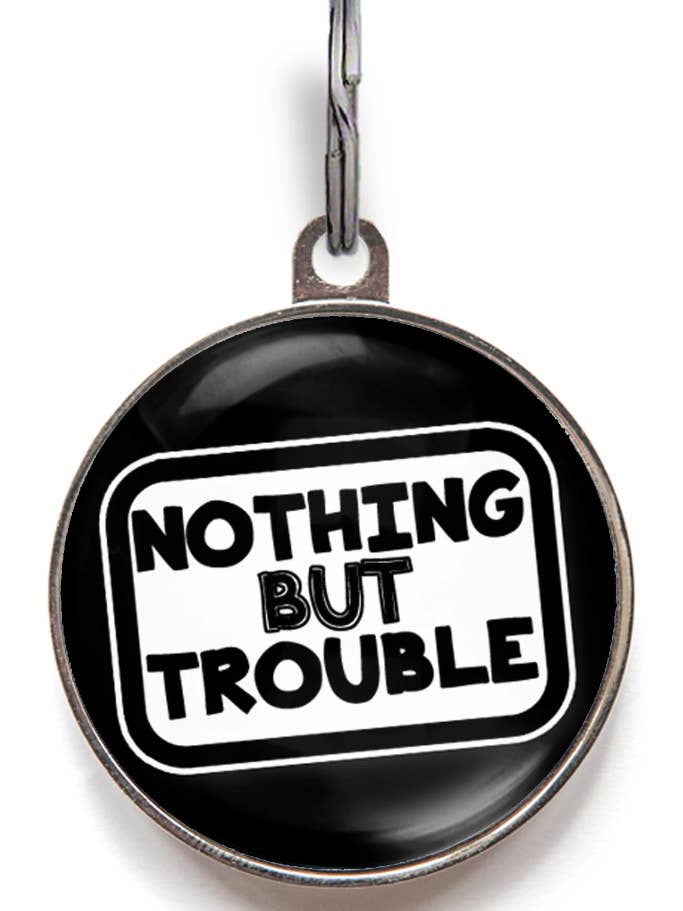 Nothing But Trouble – QR Humor Pet Tag for wholesale by WagATudeTags
