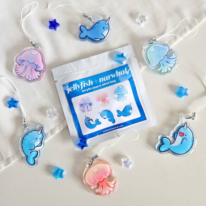 charms de saco surpresa de medusas e narvais por atacado de Zellie's Koi Pond