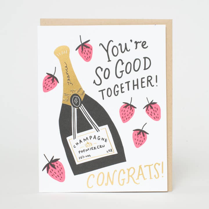 Egg Press Manufacturing - Wholesale Congratulations Card - Wedding Congrats Champagne Letterpress Greeting Card by Hello!Lucky0