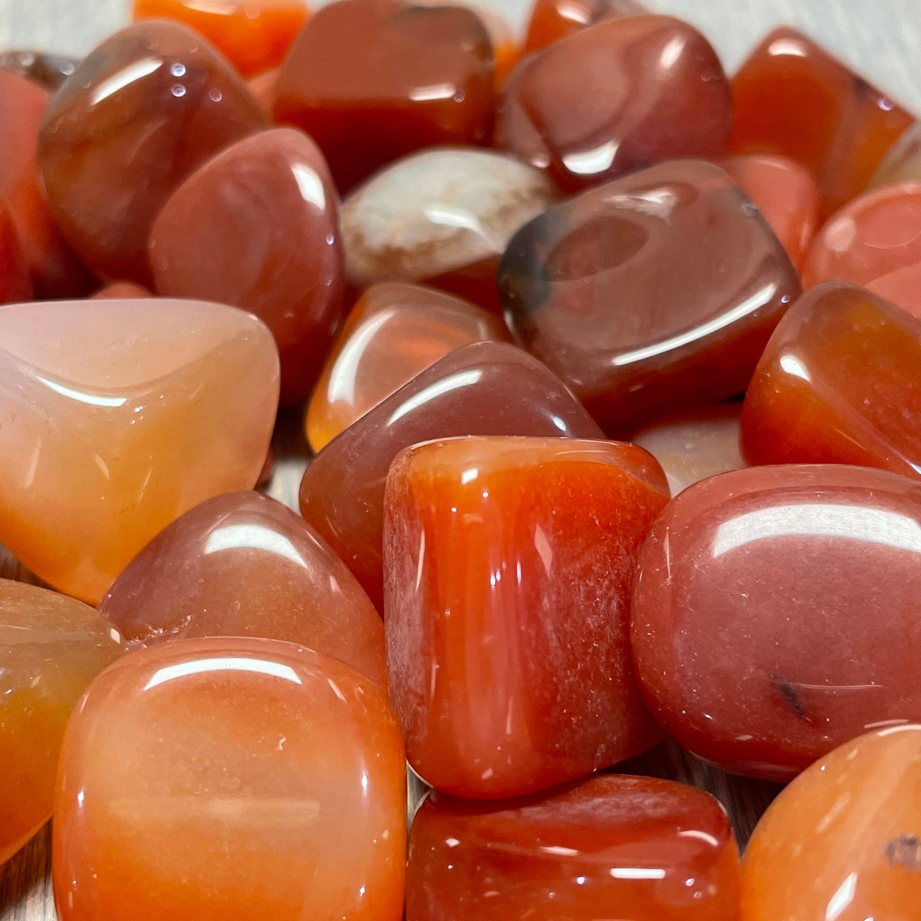 Keystone Crystals - Wholesale Spiritual Stone/Crystal - Carnelian Tumbled Stones - 1 lb Bag for Energy & Creativity1